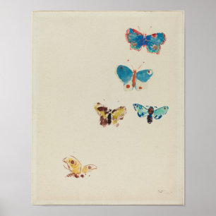 Cinq papillons par Odilon Redon Impression