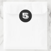 Cinq petits stickers ronds de numéro noir par Janz (Sac)