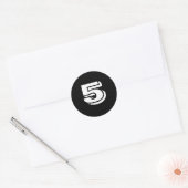 Cinq petits stickers ronds de numéro noir par Janz (Enveloppe)