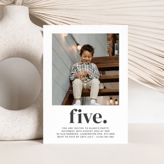 Cinq - Photo Carré Invitation Anniversaire