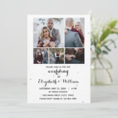 Cinq Photos Collage Élégant Mariage Invitation (Debout devant)