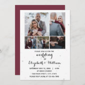 Cinq Photos Collage Élégant Mariage Invitation (Devant / Derrière)