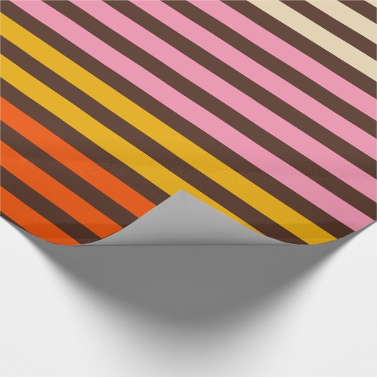 Cinq Stripe Retro Modern Striped Patroon Cadeaupapier (Hoek)