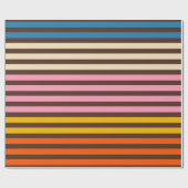 Cinq Stripe Retro Modern Striped Patroon Cadeaupapier (Vlak)