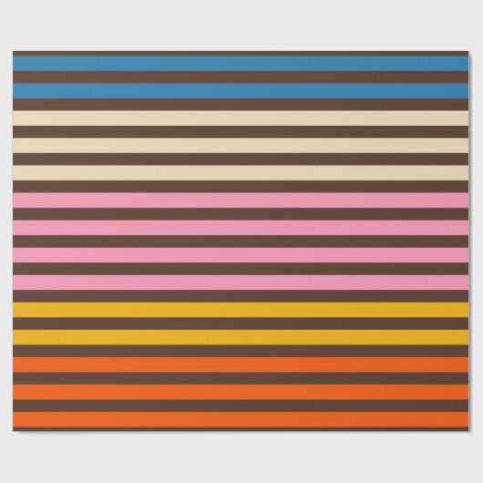 Cinq Stripe Retro Modern Striped Patroon Cadeaupapier (Vlak)