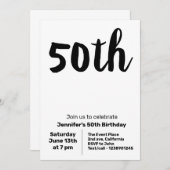 CINQUANTE 50E ANNIVERSAIRE SIMPLE INVITATION DE FÊ (Devant / Derrière)