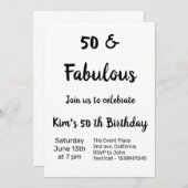 CINQUANTE 50E ANNIVERSAIRE SIMPLE INVITATION DE FÊ (Devant / Derrière)