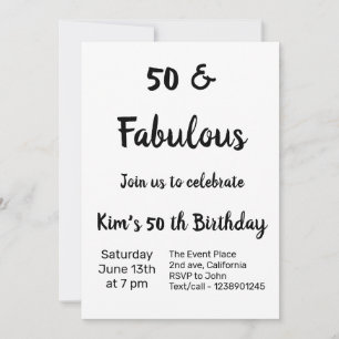 CINQUANTE 50E ANNIVERSAIRE SIMPLE INVITATION DE FÊ