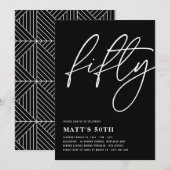 CINQUANTE 50e Invitation anniversaire Noir et blan (Devant / Derrière)