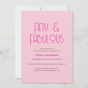 Cinquante ans et Fabuleux Rose Foncé Invitation An