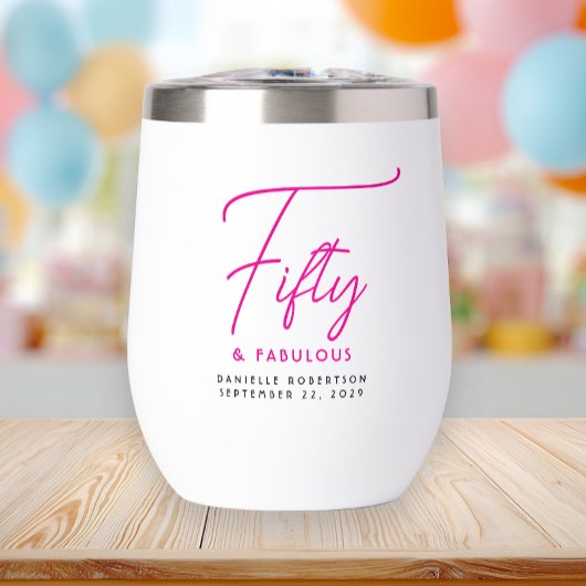 Cinquante ans et Fabuleux Script Rose Fête d'anniv