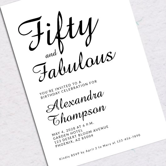 Cinquante ans et Fantastique Invitation 50e Annive