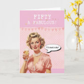 Cinquante et fabuleuse carte d'anniversaire rose r (Fleur jaune)