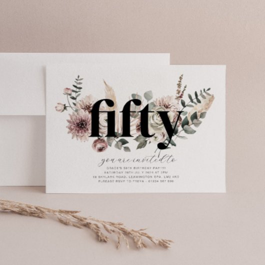 Cinquante fleurs - 50e anniversaire Invitation