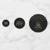 Cinquante | Gold & Black Confetti 50e fête d'anniv (Devant)