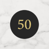 Cinquante | Gold & Black Confetti 50e fête d'anniv (Petit recto)