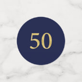 Cinquante | Gold & Navy Confetti 50e anniversaire  (Petit recto)
