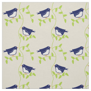 Cinquante-neuf - tissu deux oiseaux bleus