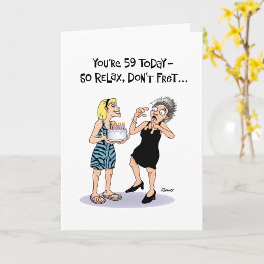 Cinquante-neuvième carte d'anniversaire drôle pour (Fleur jaune)