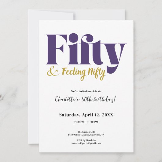 Cinquante & Se Sentant Pimpant Invitation pour 50e (Devant)