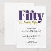Cinquante & Se Sentant Pimpant Invitation pour 50e (Devant / Derrière)