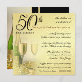 Cinquantième anniversaire élégant - invitations (Devant / Derrière)