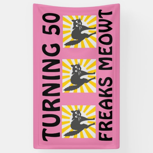 cinquantième BANNIÈRE DRÔLE de CAT d'ANNIVERSAIRE (Vertical)