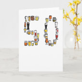 cinquantième carte d'anniversaire, carte de bière (Fleur jaune)