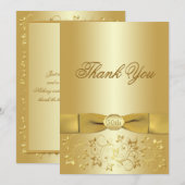 cinquantième Carte de remerciements floral d'or (Devant / Derrière)