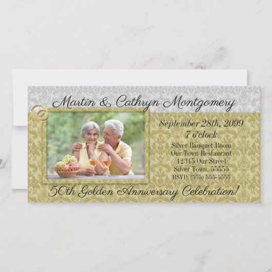 cinquantième Carte photo d'or d'invitation (Devant)