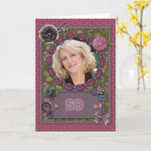 cinquantième Carte photo pour un anniversaire (Fleur jaune)