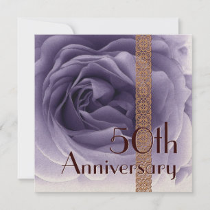cinquantième Invitation d'anniversaire - rose de