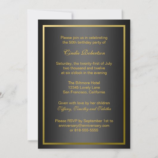 Cinquantième invitation formelle d'anniversaire (Dos)