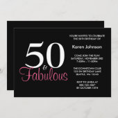Cinquantième invitation noire et rose fabuleuse (Devant / Derrière)