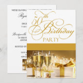 cinquantième Invitation personnalisée de fête (Devant / Derrière)