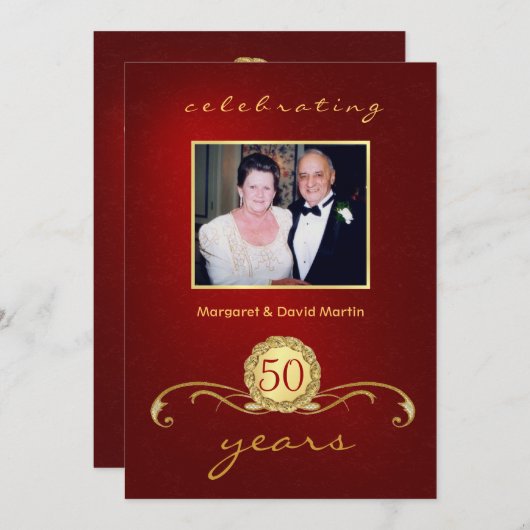 cinquantième Invitations de fête d'anniversaire - (Devant / Derrière)