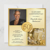 Cinquantième invitations de photo de fête (Devant)