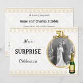 Cinquantième invitations d'or élégantes de fête (Devant / Derrière)