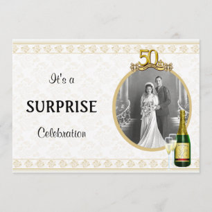 Cinquantième invitations d'or élégantes de fête
