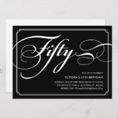 Cinquantième invitations élégantes noires (Devant / Derrière)