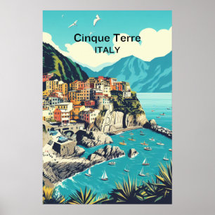 Cinque Terre Digitaal Poster - Kustwandkunst