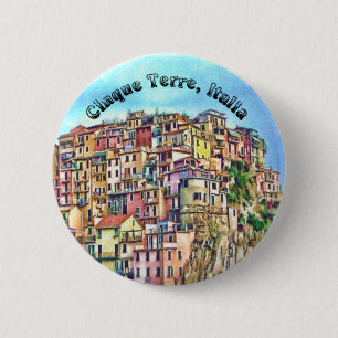 Cinque Terre, Italia Ronde Button 5,7 Cm