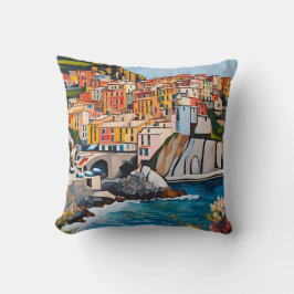 Cinque Terre Italië Mediterrane moderne kunstkust Kussen