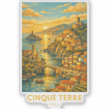 Cinque Terre Italië Reisposter – Vintage Kuststree