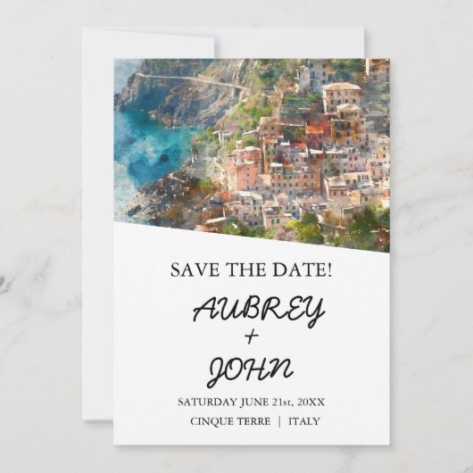Cinque Terre Italië Save the Date Wedding (Voorkant)