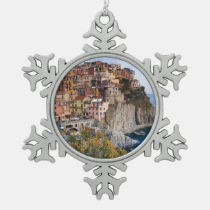 Cinque Terre, Italië Tin Sneeuwvlok Ornament
