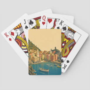 Cinque Terre Italië Vintage Reis Italiaanse Rivièr Pokerkaarten
