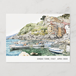 Cinque Terre, Italië Zee Waterverf Italiaans reize Briefkaart