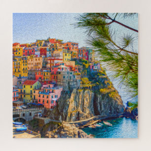 Cinque Terre Italy Riviera Cliff Zee schilderen Legpuzzel
