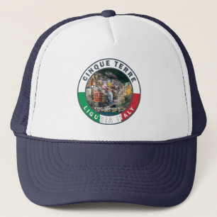 Cinque Terre Italy Waterverf  Cirkel Trucker Pet